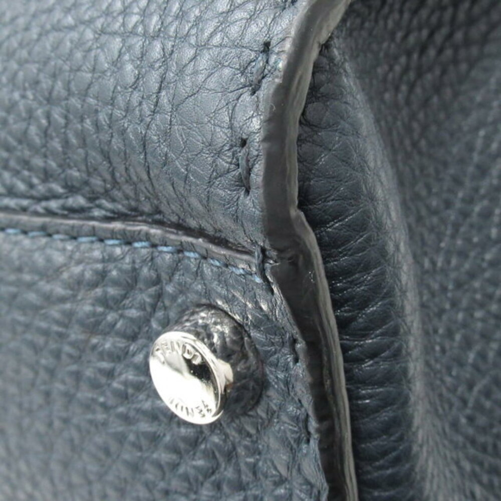 Fendi Peekaboo Handbag Leather Navy Blue Bag Business Work - Picture 8 of 10